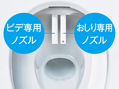 ビデ専用ノズル、おしり専用ノズル